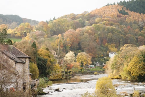 Preview: Autumn view of River Dee, Llangollen, North Wales