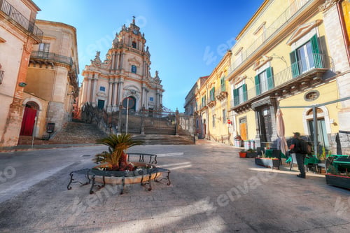 Preview: Amazing view on baroque Saint George cathedral of Modica and Duomo square.