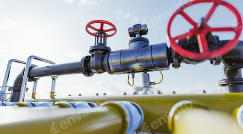 Preview: Gas tap with pipeline system at natural gas station.