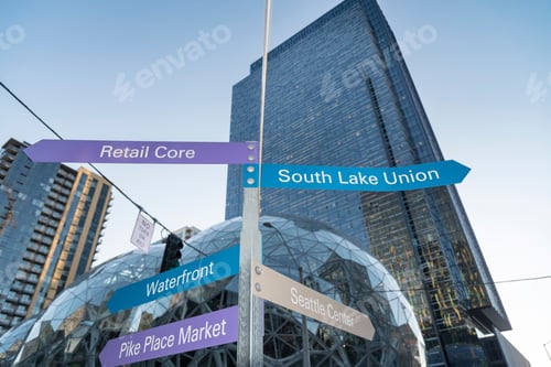 Preview: Direction signs at Amazon Campus