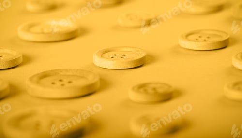 Preview: Wooden Buttons Lie On A Bright Background