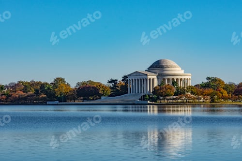 Preview: Thomas Jefferson Memorial surrounded by the lake and trees under the sunlight in Washington DC
