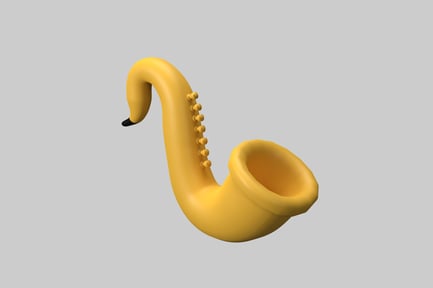 Preview: Cartoon golden saxophone instrument