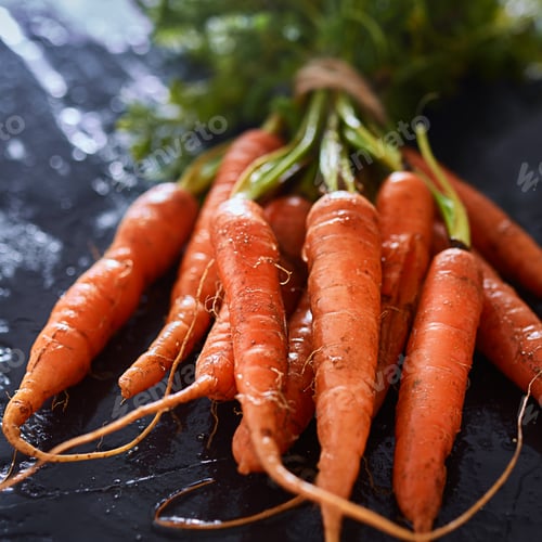 Preview: bunch of freshly picked carrots close up