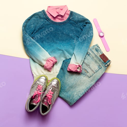 Preview: Fashion woman accessories set. Vanilla Lady. jeans, Sweater and