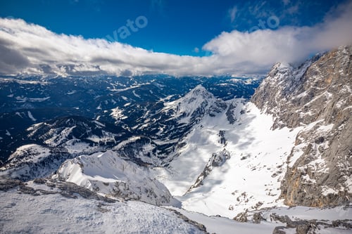 Preview: The snowy winter panorama of Dachstein Alps, Austria