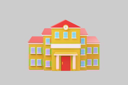 Preview: Cartoon school building with clock