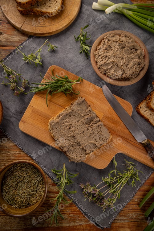 Preview: Top view of delicious homemade liver pate