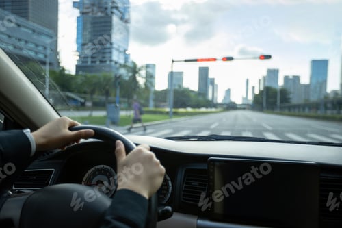 Preview: Driving car in modern city