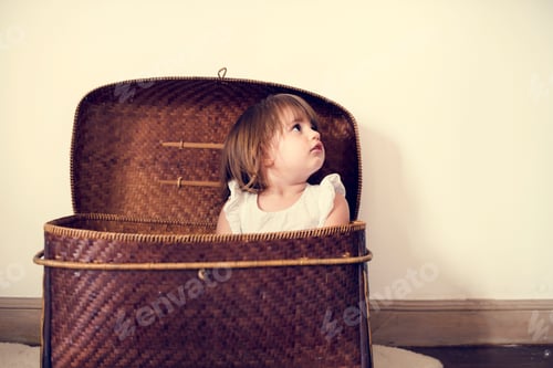 Preview: Little girl looking and staring face