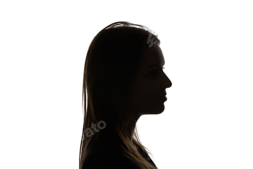 Preview: Silhouette of woman with straight hair isolated on white