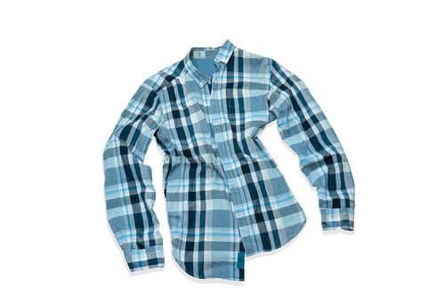 Preview: Plaid Long Sleeved Shirt Laid on White Surface