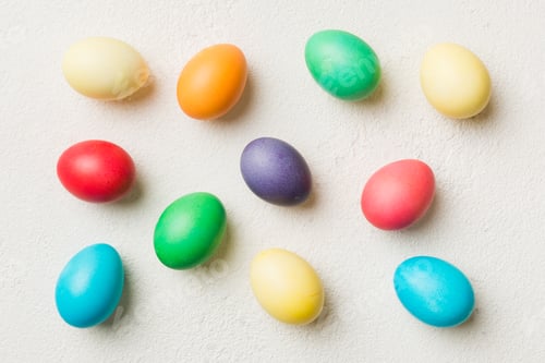 Preview: holiday preparation Multi colors Easter eggs on colored background .
