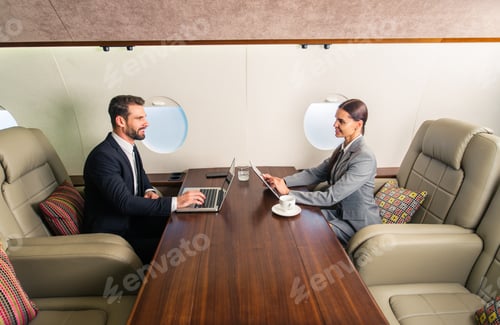 Preview: Business team on private jet