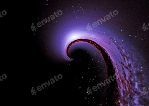 Preview: Abstract wormhole in space with gas and dust, galaxy and stars Premium Photo, black hole