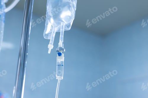 Preview: Intravenous drip system in medical environment, concept of hospital care and fluid therapy.