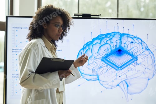 Preview: Young Adult Black Woman Scientist Presenting Neurology Research