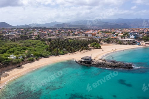 Preview: Aerial view of Tarrafal beach in Santiago island in Cape Verde - Cabo Verde