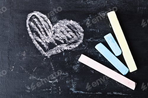 Preview: blackboard, chalk and heart
