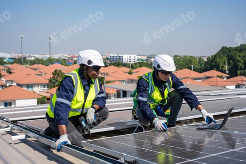 Preview: Professional engineer work to maintenance of photovoltaic panel system.
