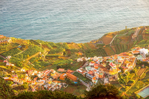 Preview: Top view on Agulo coastal village in Spain