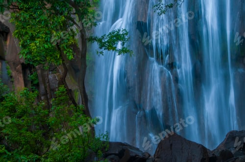 Preview: Beautiful waterfall in forest.