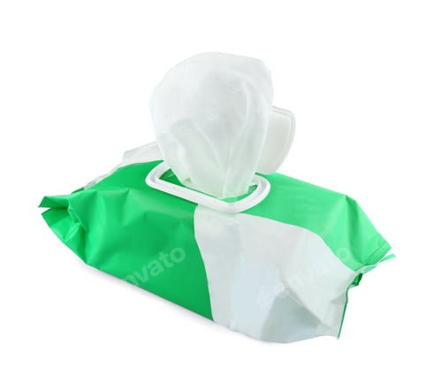 Preview: Wet wipes flow pack isolated on white