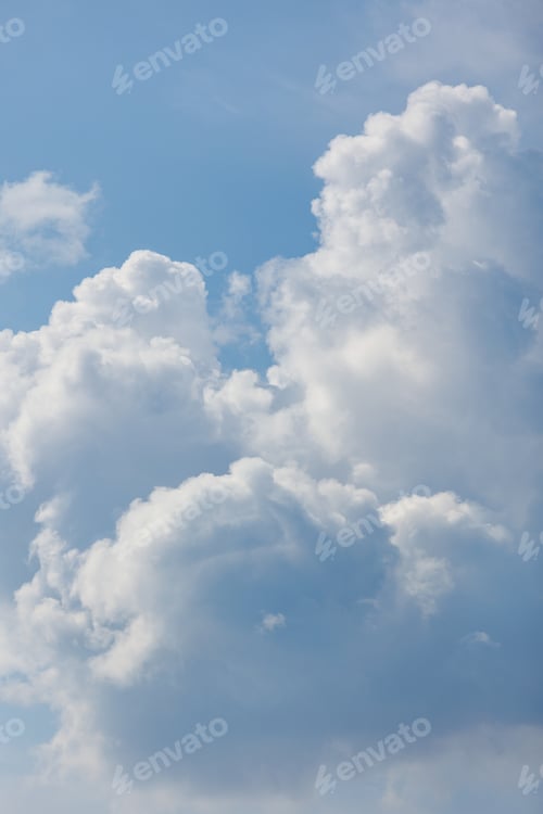 Preview: white cumulus clouds on blue sky weather and nature. rain and thunderstorm