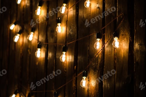 Preview: Designer light bulbs on dark wooden background
