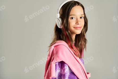 Preview: Serene Melodies: Woman in Headphones and Robe