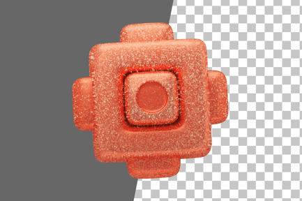 Preview: Glitter Abstract Red Mechanical Cube 3D Icon
