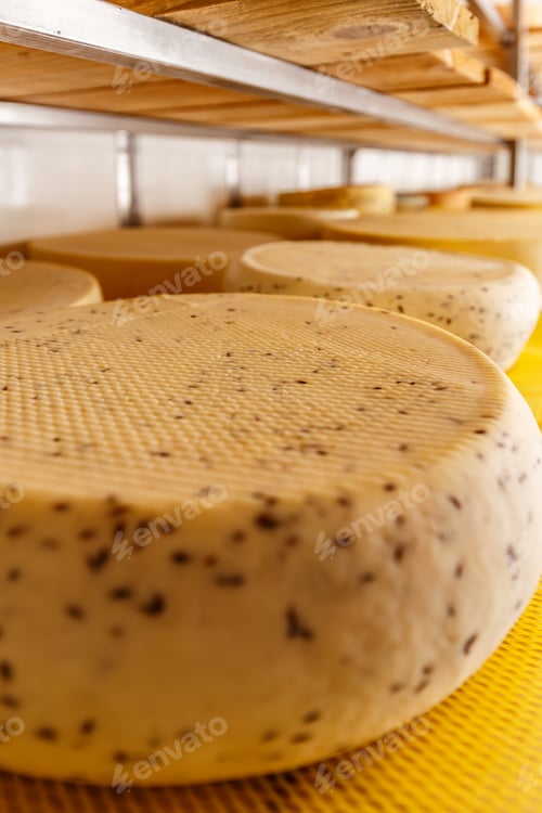 Preview: Close up of cheese wheels