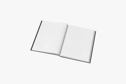 Vista previa: Cuaderno de bocetos con tapa abierta, tamaño mediano