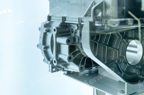 Preview: close up view of modern electricity car engine and spare part.