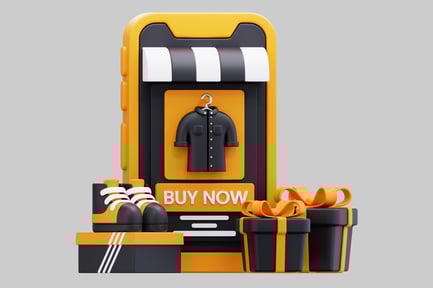 Preview: A 3D Illustration Of A Mobile Phone With A Shopping App