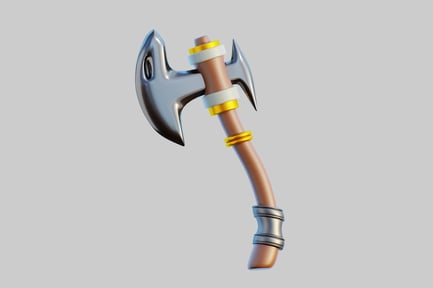 Preview: Stylized cartoon axe with curved handle and two curved blades