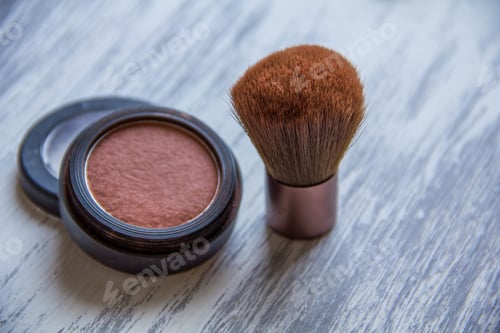 Preview: decorative cosmetics on wooden background