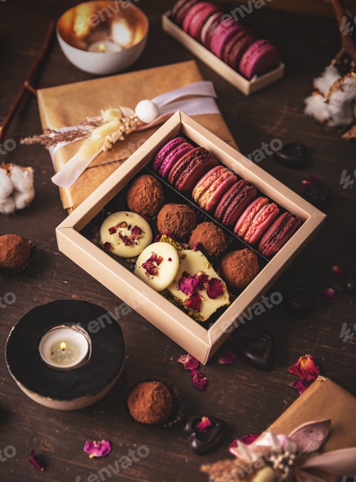 Preview: Still life of delicious dessert box