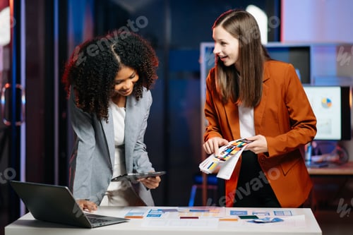 Preview: Businesswoman and woman people meeting in office. Employee brainstorm and work