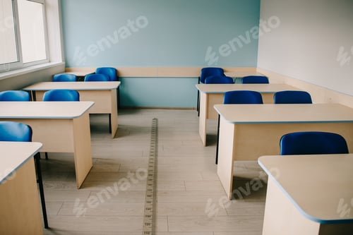 Preview: interior of empty classroom at modern school