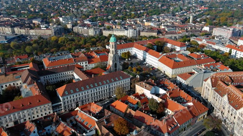 Preview: Aerial view of Budapest city skyline. Church of Mary Magdalene of Buda, Hungary