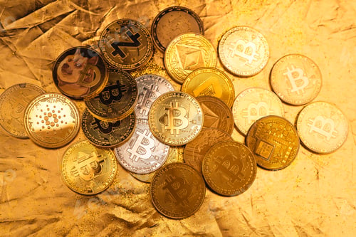 Preview: gold bitcoin and crypto coin background