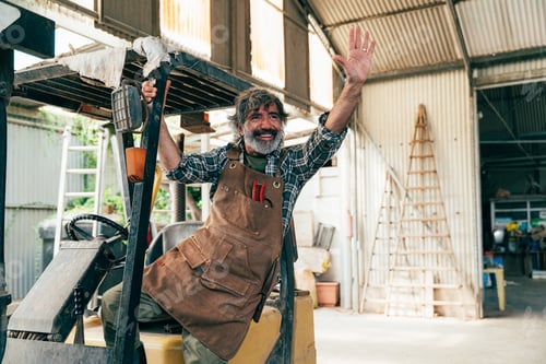 Preview: Farmer senior man working in his farm and greenhouse