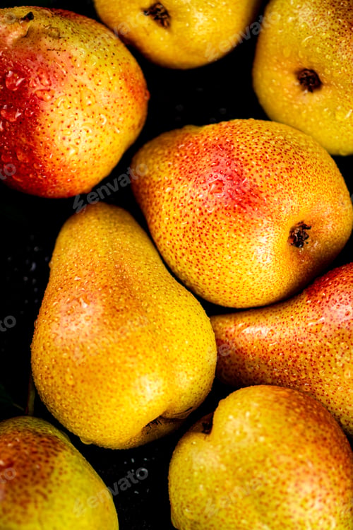 Preview: Fragrant pears. Macro background. Pear texture.