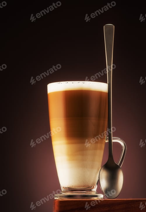 Preview: Cup cappuccino coffee on wooden board