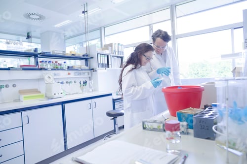 Preview: Lab technicians discussing sample