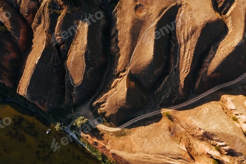Preview: Aerial view of mountain and roads at daytime. Natural sunlight