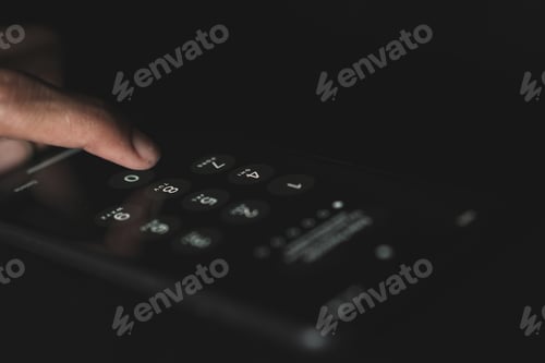 Preview: password for log-in on the screen of a cell phone - cyber security concept