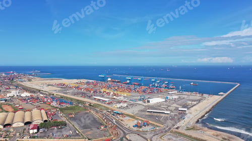 Preview: Aerial shot of the Tema seaport in Ghana under the cloudy skies