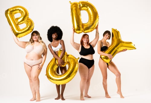 Preview: Diverse group of young women of different ethnicities and body types in lingerie